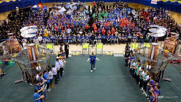 "FIRST robotics fans... Welcome to the FINALS!" Playing the final matches at Georgian College