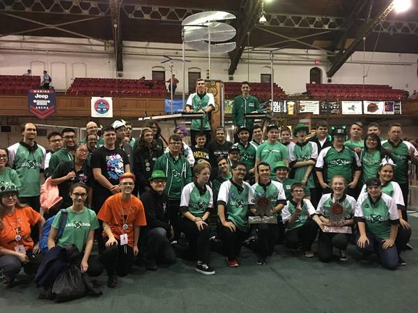 Winners of the Rah Cha Cha Ruckus offseason event! We picked our second robot 9406 to be part of our alliance, so at this event we won two Rulers of All They Survey trophies