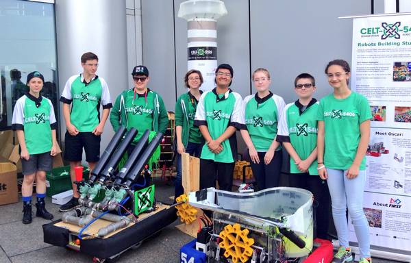 Demoing our t-shirt cannon, Lola, and Oscar at IBM Canada's 100 year celebration