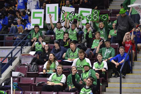 Cheering for Celt-X while scouting in the stands