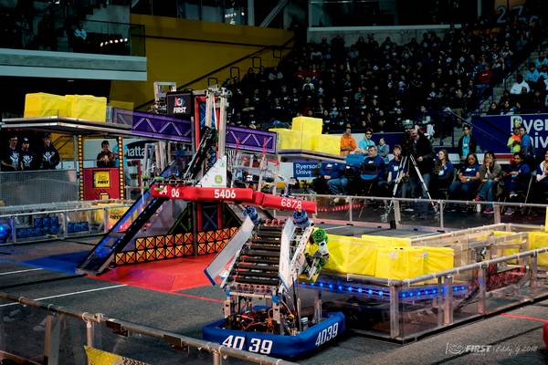 Three of the five Robodrome teams playing in the same playoffs match