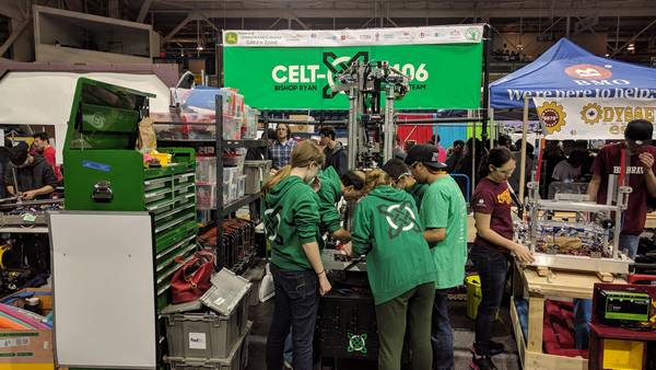 Working in the pits next to our board team 6878 SJB Odyssey