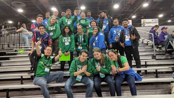 Posing with 5036 The Robo Devils (and 4976 Revolt) in the stands at the Detroit World Championship