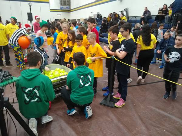 Showcasing our 2017 robot, Oscar, to kids at the HWCDSB FLL Qualifier